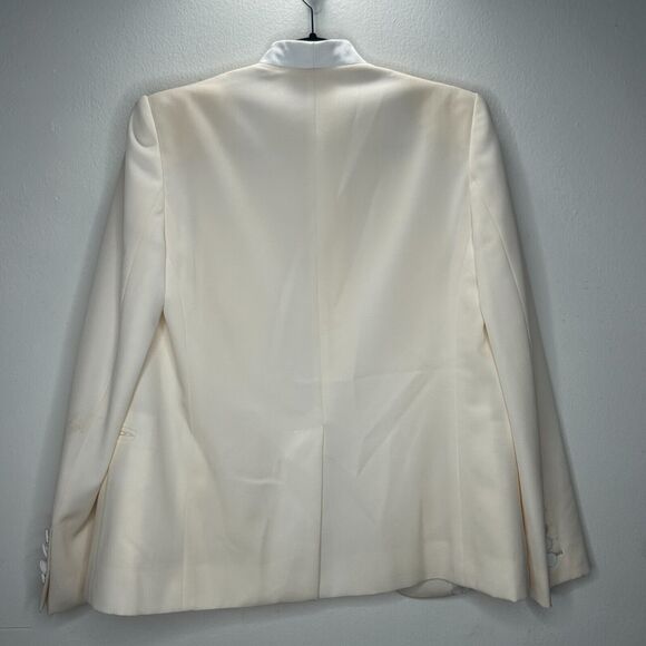 Stella McCartney Cream with White Lapel 1-Button Breast Pocket Blazer 42 / 12 - Picture 6 of 13